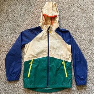 LL Bean Youth Rain Wind Jacket Kids S 8 Unisex Multicolor Nylon Outdoors Coat